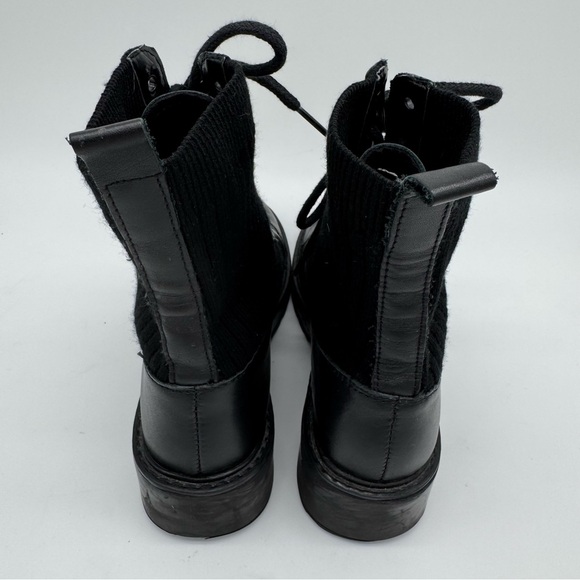 Steve Madden Veeta Black Leather Knit Lace Up Combat Boot Size 7 M - Picture 7 of 11